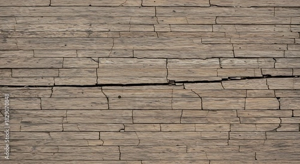 Fototapeta Weathered Wood Planks with Crack - Rustic Texture and Natural Imperfections.
