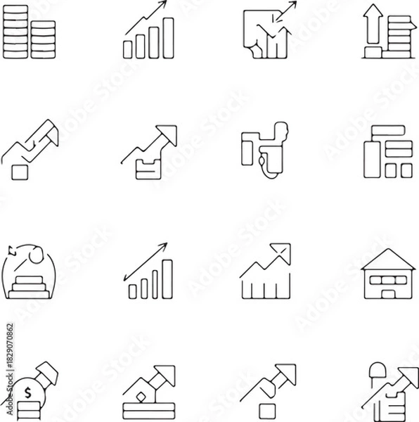 Obraz Income Growth icon set multiple style collection

