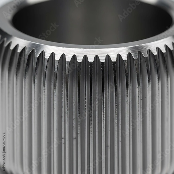 Fototapeta Precision engineered metal gear macro, mechanical transmission concept detail