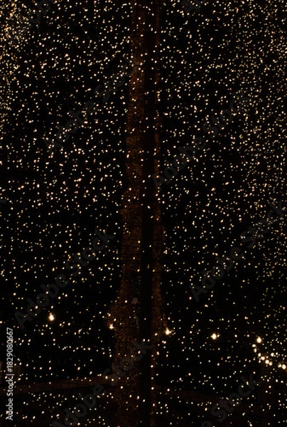 Obraz Dark Background with Christmas Decorative Lights.