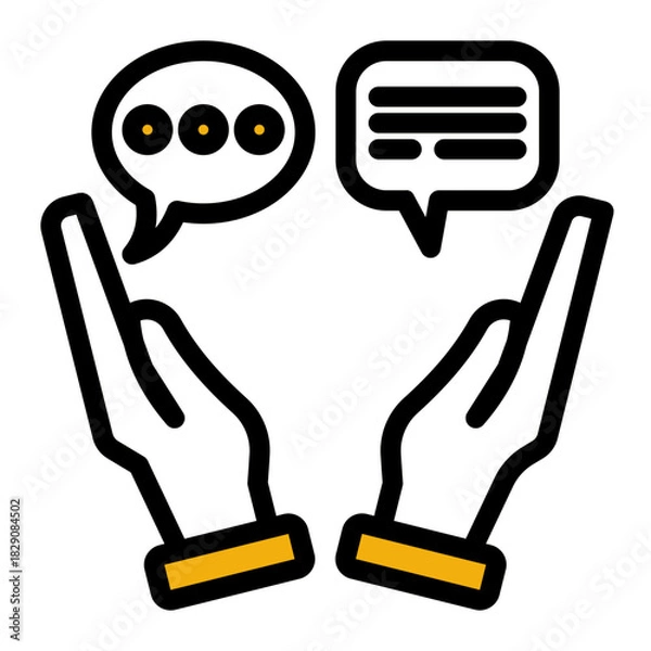 Obraz Consulting Discussion Support Forum Icon from Customer Assessment Collection (Outline Color Lineal style)