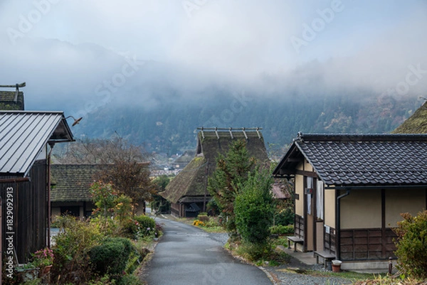 Obraz 美山かやぶきの里の秋