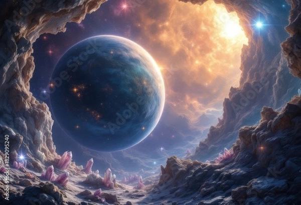 Fototapeta Cosmic Landscape Alien Planet Nebula.