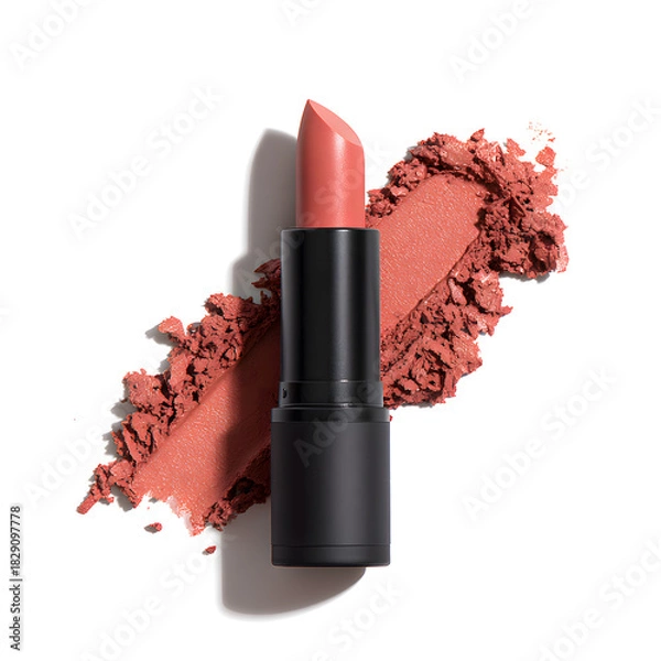 Obraz Red lipstick tube isolated on white mock up 