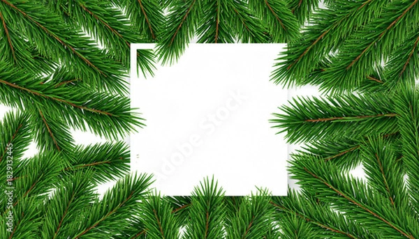 Fototapeta Fir leaves with golden baubles stars lighting garland decorated on red background and space for yo
12