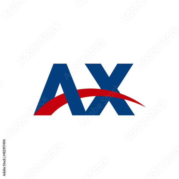 Fototapeta Initial letter AX, overlapping movement swoosh logo, red blue color