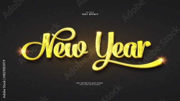 Fototapeta New year text effect golden script text style
