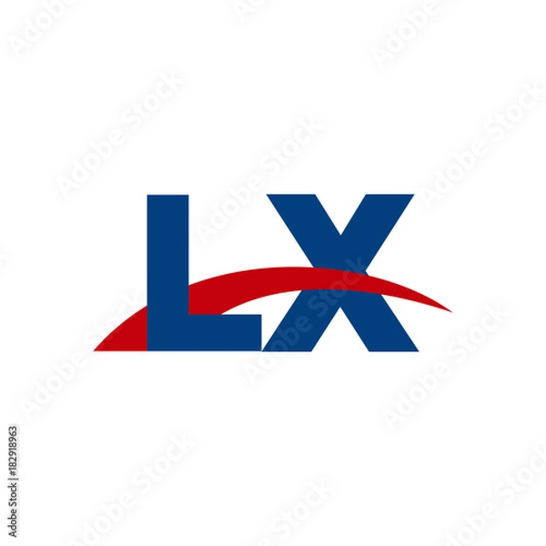 Fototapeta Initial letter LX, overlapping movement swoosh logo, red blue color