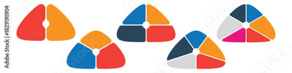 Obraz Colorful segmented triangle chart infographic set for business data, presentation slides, or marketing reports