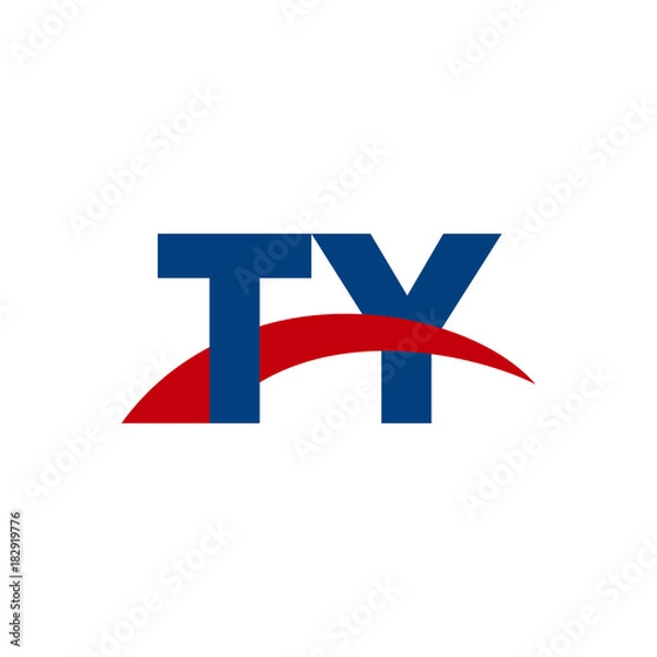 Obraz Initial letter TY, overlapping movement swoosh logo, red blue color