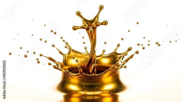 Fototapeta Luxurious Liquid Gold Splash Forming a Crown Shape on White
