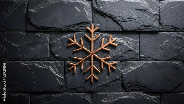 Obraz Rose Gold Metal Snowflake on Dark Grey Slate Stone Texture