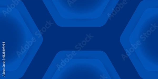 Fototapeta Modern abstract blue background with glowing geometric lines. Blue gradient hexagon shape design. Futuristic technology concept. vector