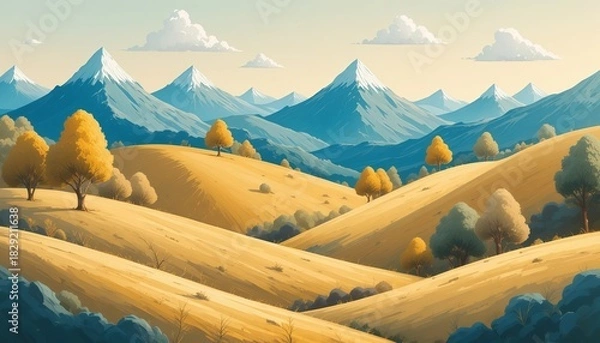 Obraz Soft Desert Mountain Ridges Under Clear Sky