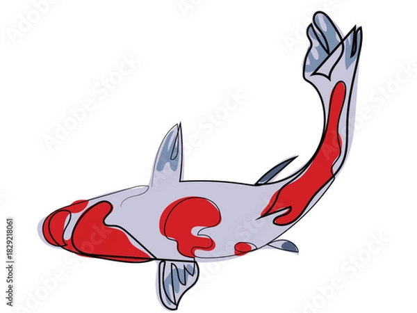 Obraz Koi fish in a continuous line drawing style