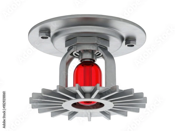 Fototapeta Fire sprinkler head with red bulb on white background isolated on transparent background