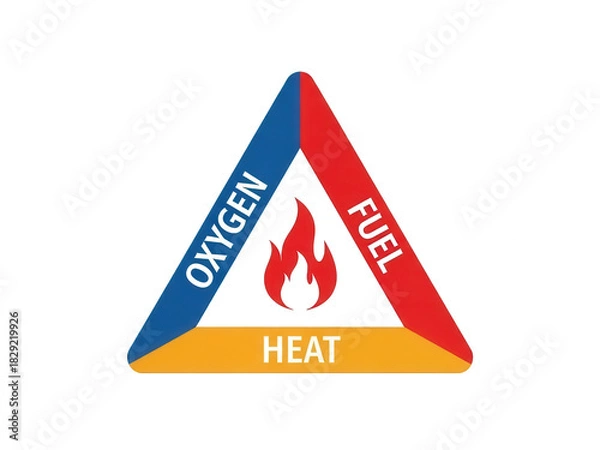 Fototapeta Fire triangle: oxygen, fuel, and heat components graphic isolated on transparent background