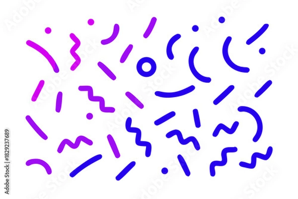 Fototapeta Playful pattern with bold geometric shapes in vibrant purple and blue on white, perfect for backgrounds, textiles, and creative projects