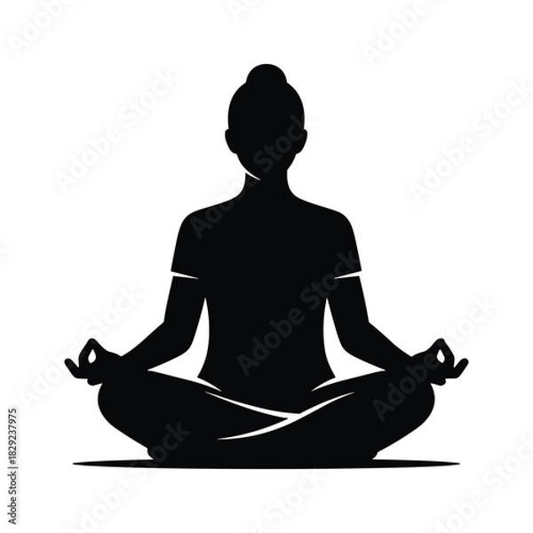 Obraz Silhouette of a person meditating in lotus position isolated on