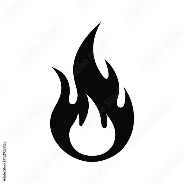 Obraz Simple black silhouette of a flame icon isolated on