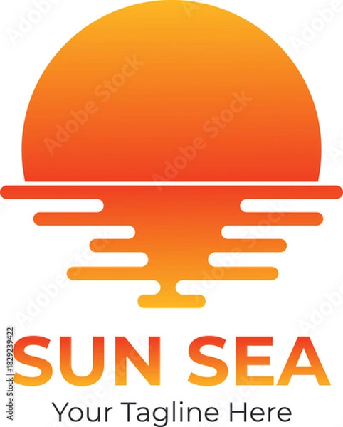 Fototapeta Sunset over the ocean with reflection and text space