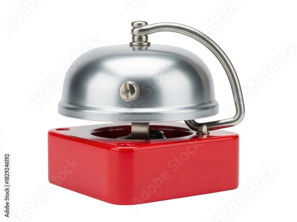 Fototapeta Vintage bell on red base, isolated on black isolated on transparent background