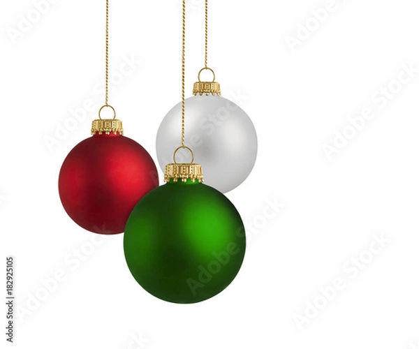 Obraz Christmas balls over white background