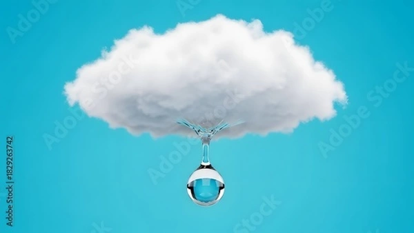 Fototapeta Cloud Computing Data with Crystal Drop on Blue Background