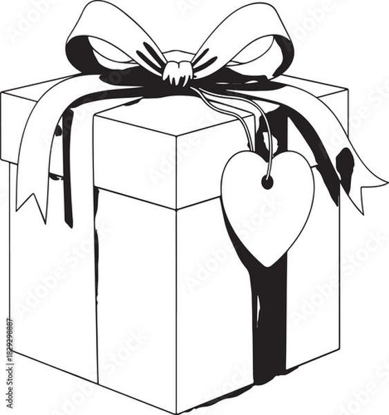 Obraz Gift box vector illustration with a ribbon and bow for celebration and holiday themes.
