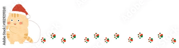 Obraz ねこのクリスマスのライン素材　クレヨンタッチ