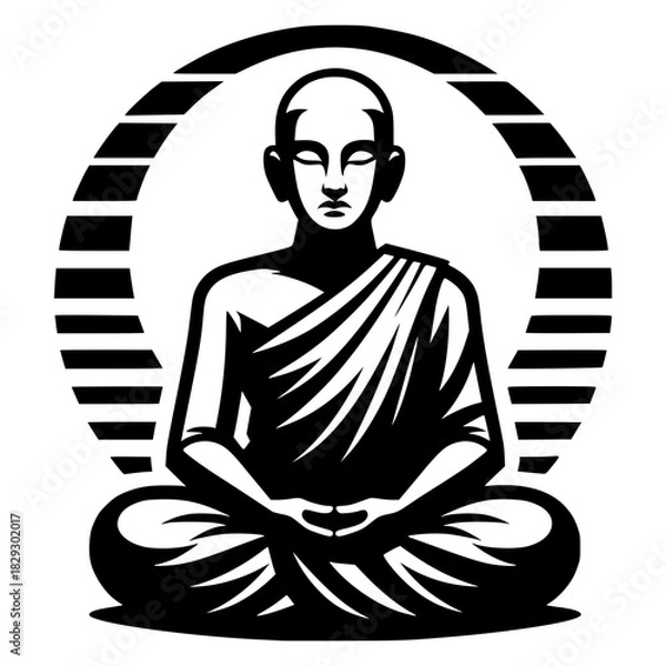 Fototapeta a Buddhist monk in tranquil meditation vector image illustration