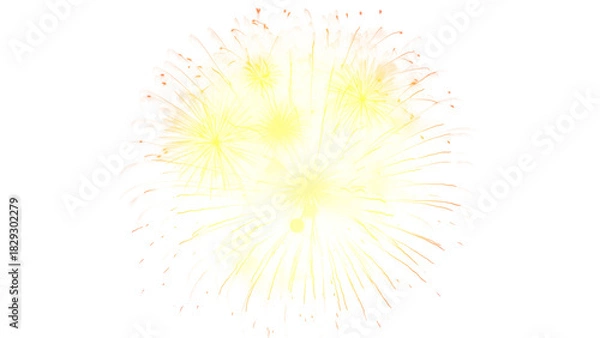 Fototapeta Spectacular night sky with sparkling fireworks display against a transparent background