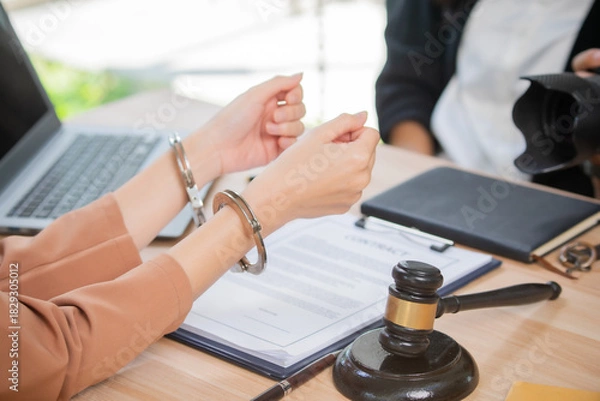 Fototapeta A professional attorney who reviews legal documents, provides fair advice, and strategic guidance in formal court matters, contracts, judgments, partnerships, rights, and powers.