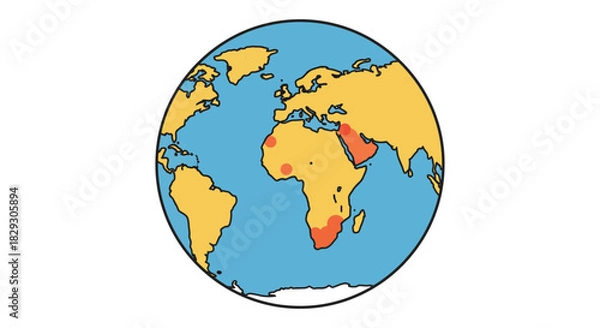 Obraz world map depicting famine showing vulnerable regions needing international aid to address malnutrition and hunger for global health reports