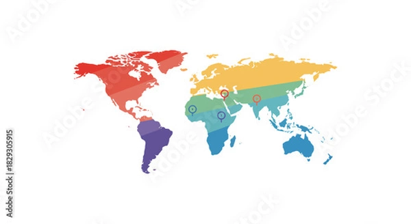 Obraz world map locations pinpointing global presence for international business showcasing global expansion and location intelligence ideal for presentation