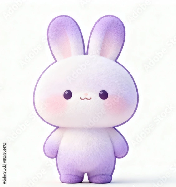 Obraz Ilustrasi vektor kelinci bayi pastel yang lucu dengan latar belakang putih