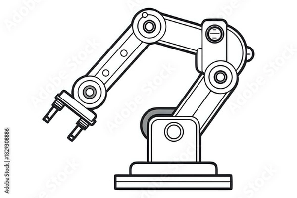 Fototapeta robot arm ,illustration outline isolated on white background