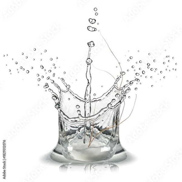 Fototapeta Dynamic Water Splash Crown Formation with Droplets.