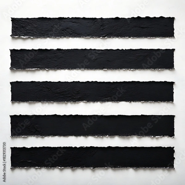 Obraz Five textured black stripes on a white background silhouette