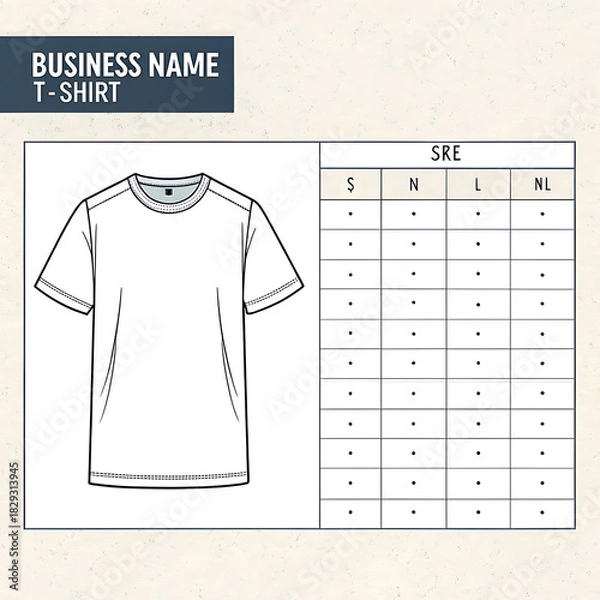 Obraz T shirt design template with size chart silhouette