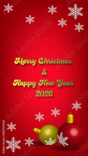 Obraz Red christmas background with balls