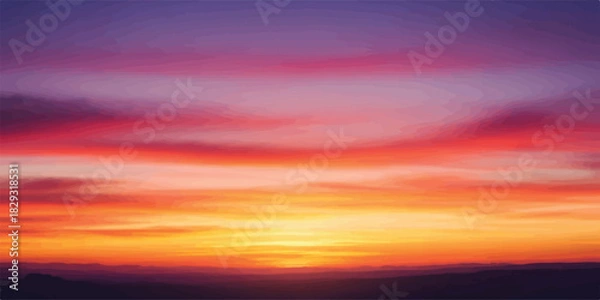 Fototapeta Vibrant sunset sky with colorful clouds a dramatic landscape for backgrounds and inspirational themes