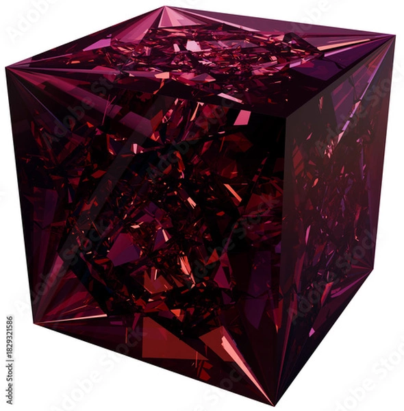 Obraz Red Cube 3D Prismatic Gem Abstract Shape