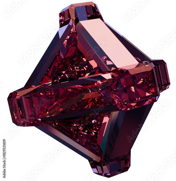 Obraz Red Textured Cube 3D Prismatic Gem Abstract Shape