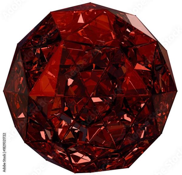 Obraz Red Sphere 3D Prismatic Gem Abstract Shape