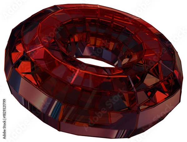 Obraz Red Ring 3D Prismatic Gem Abstract Shape