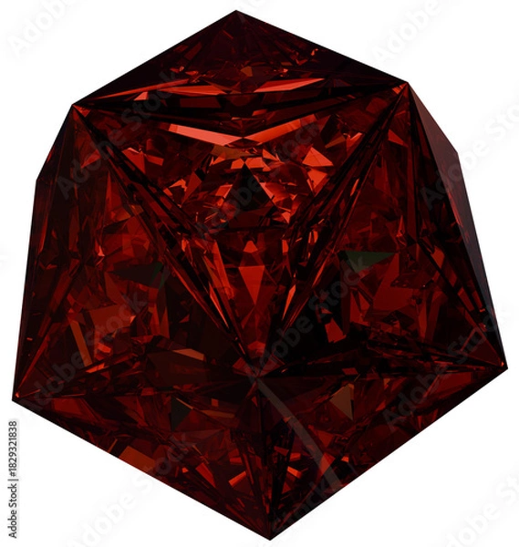 Obraz Red Diamond 3D Prismatic Gem Abstract Shape