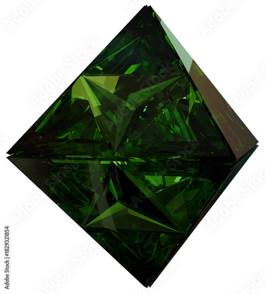 Obraz Green Diamond 3D Prismatic Gem Abstract Shape