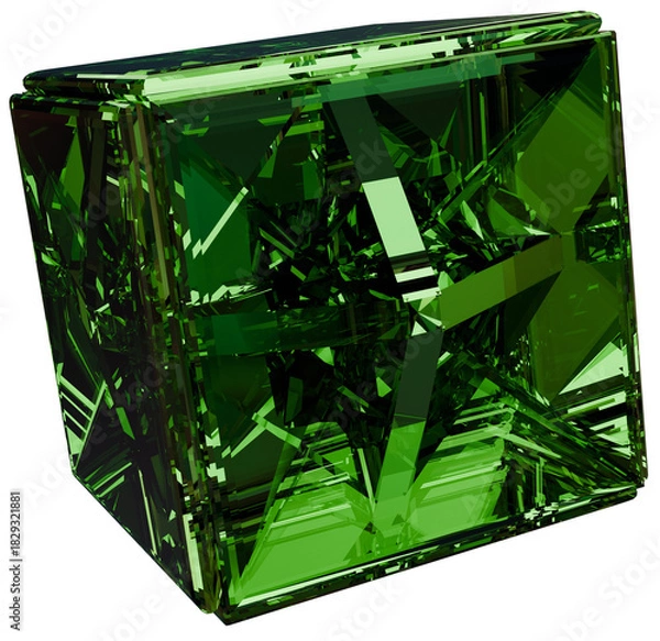 Obraz Green Cube 3D Prismatic Gem Abstract Shape