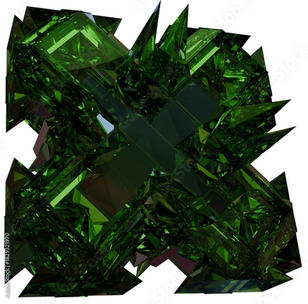 Obraz Green 3D Prismatic Gem Abstract Shape